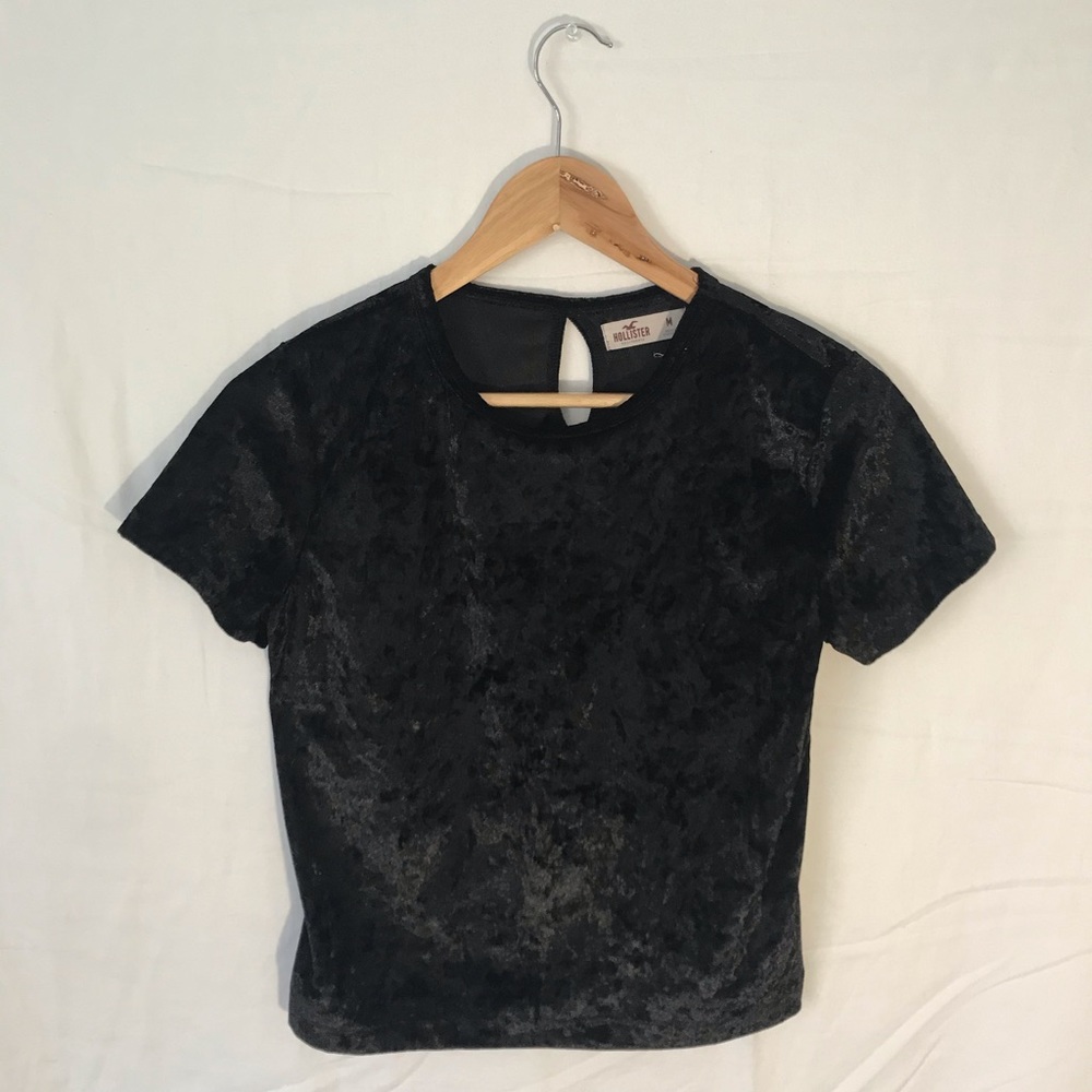 Black crushed velvet Hollister top